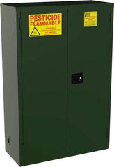 Jamco - 2 Door, 2 Shelf, Green Steel Double Wall Safety Cabinet for Flammable and Combustible Liquids - 44" High x 18" Wide x 43" Deep, Self Closing Door, 3 Point Key Lock, 45 Gal Capacity - Eagle Tool & Supply