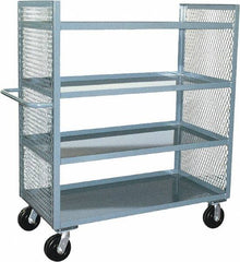 Jamco - 3,000 Lb Capacity, 4 Shelf, 2-Sided Steel Mesh Stock Truck - 24" Long x 60" Wide x 57" High, 6" Diam Phenolic Wheels - Eagle Tool & Supply