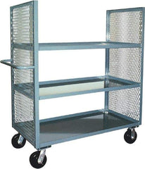 Jamco - 3,000 Lb Capacity, 3 Shelf, 2-Sided Steel Mesh Stock Truck - 24" Long x 48" Wide x 57" High, 6" Diam Phenolic Wheels - Eagle Tool & Supply