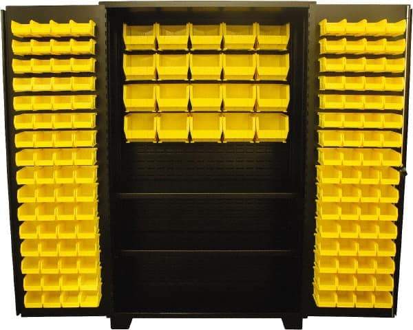 Jamco - 2 Shelf 148 Bin Storage Cabinet - Steel, 48" Wide x 24" Deep x 78" High, Black - Eagle Tool & Supply