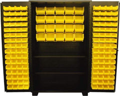 Jamco - 2 Shelf 148 Bin Storage Cabinet - Steel, 48" Wide x 24" Deep x 78" High, Black - Eagle Tool & Supply