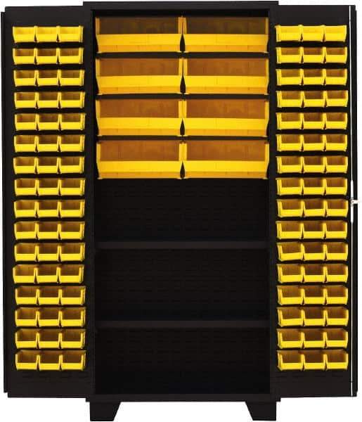 Jamco - 2 Shelf 104 Bin Storage Cabinet - Steel, 36" Wide x 24" Deep x 78" High, Black - Eagle Tool & Supply