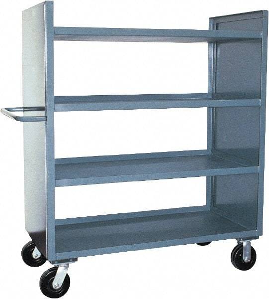 Jamco - 3,000 Lb Capacity, 4 Shelf, 2-Sided Steel Shelf Truck - 24" Long x 48" Wide x 57" High, 6" Diam Phenolic Wheels - Eagle Tool & Supply