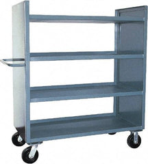 Jamco - 3,000 Lb Capacity, 4 Shelf, 2-Sided Steel Shelf Truck - 24" Long x 48" Wide x 57" High, 6" Diam Phenolic Wheels - Eagle Tool & Supply