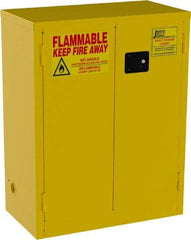 Jamco - 2 Door, 2 Shelf, Yellow Steel Double Wall Safety Cabinet for Flammable and Combustible Liquids - 44" High x 18" Wide x 34" Deep, Self Closing Door, 3 Point Key Lock, 28 Gal Capacity - Eagle Tool & Supply