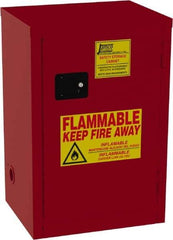 Jamco - 1 Door, 2 Shelf, Red Steel Double Wall Safety Cabinet for Flammable and Combustible Liquids - 35" High x 18" Wide x 23" Deep, Manual Closing Door, 3 Point Key Lock, 18 Gal Capacity - Eagle Tool & Supply