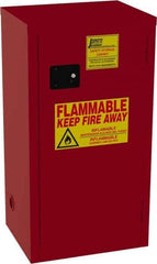 Jamco - 1 Door, 3 Shelf, Red Steel Double Wall Safety Cabinet for Flammable and Combustible Liquids - 44" High x 18" Wide x 23" Deep, Manual Closing Door, 3 Point Key Lock, 24 Gal Capacity - Eagle Tool & Supply