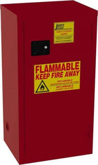 Jamco - 1 Door, 3 Shelf, Red Steel Double Wall Safety Cabinet for Flammable and Combustible Liquids - 35" High x 18" Wide x 23" Deep, Self Closing Door, 3 Point Key Lock, 24 Gal Capacity - Eagle Tool & Supply