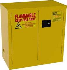 Jamco - 2 Door, 1 Shelf, Yellow Steel Double Wall Safety Cabinet for Flammable and Combustible Liquids - 35" High x 34" Wide x 18" Deep, Manual Closing Door, 3 Point Key Lock, 22 Gal Capacity - Eagle Tool & Supply