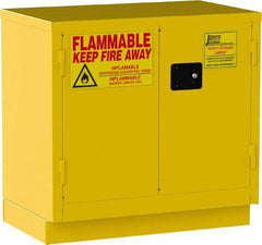 Jamco - 2 Door, 1 Shelf, Yellow Steel Double Wall Safety Cabinet for Flammable and Combustible Liquids - 35" High x 22" Wide x 36" Deep, Self Closing Door, 3 Point Key Lock, 22 Gal Capacity - Eagle Tool & Supply