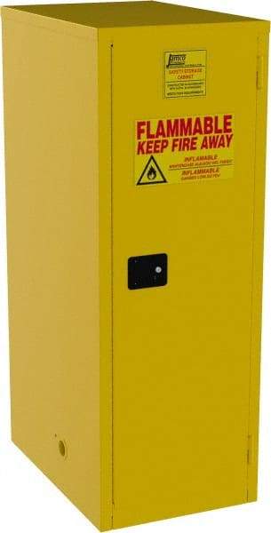 Jamco - 1 Door, 3 Shelf, Yellow Steel Double Wall Safety Cabinet for Flammable and Combustible Liquids - 65" High x 34" Wide x 23" Deep, Self Closing Door, 3 Point Key Lock, 60 Gal Capacity - Eagle Tool & Supply