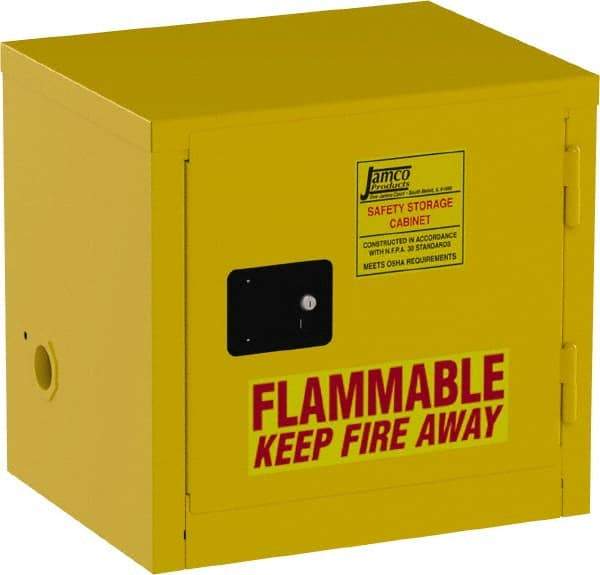 Jamco - 1 Door, Yellow Steel Double Wall Safety Cabinet for Flammable and Combustible Liquids - 22" High x 18" Wide x 23" Deep, Self Closing Door, 3 Point Key Lock, 6 Gal Capacity - Eagle Tool & Supply