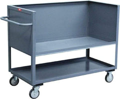 Jamco - 1,200 Lb Capacity, 2 Shelf, 3-Sided Steel Truck - 24" Long x 48" Wide x 40" High, 5" Diam Urethane Wheels - Eagle Tool & Supply