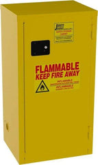 Jamco - 1 Door, 2 Shelf, Yellow Steel Double Wall Safety Cabinet for Flammable and Combustible Liquids - 44" High x 18" Wide x 23" Deep, Manual Closing Door, 3 Point Key Lock, 18 Gal Capacity - Eagle Tool & Supply