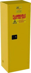 Jamco - 1 Door, 3 Shelf, Yellow Steel Double Wall Safety Cabinet for Flammable and Combustible Liquids - 65" High x 18" Wide x 23" Deep, Manual Closing Door, 3 Point Key Lock, 24 Gal Capacity - Eagle Tool & Supply