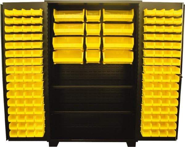 Jamco - 2 Shelf 140 Bin Storage Cabinet - Steel, 48" Wide x 24" Deep x 78" High, Black - Eagle Tool & Supply