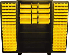 Jamco - 2 Shelf 140 Bin Storage Cabinet - Steel, 48" Wide x 24" Deep x 78" High, Black - Eagle Tool & Supply