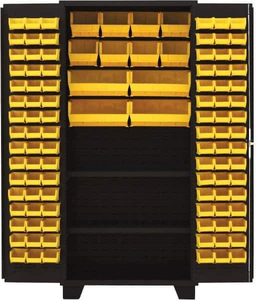 Jamco - 2 Shelf 108 Bin Storage Cabinet - Steel, 36" Wide x 24" Deep x 78" High, Black - Eagle Tool & Supply
