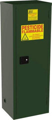 Jamco - 1 Door, 3 Shelf, Green Steel Double Wall Safety Cabinet for Flammable and Combustible Liquids - 65" High x 18" Wide x 23" Deep, Manual Closing Door, 3 Point Key Lock, 24 Gal Capacity - Eagle Tool & Supply