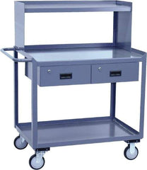 Jamco - Flush Mobile Work Bench with Shelf Riser - Steel, Gray, 24" Long x 36" Deep x 48" High - Eagle Tool & Supply
