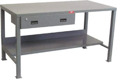 Jamco - 72 Wide x 36" Deep x 34" High, 12 Gauge Steel Heavy-Duty Workbench with Drawer - 12 Gauge Steel Top, Fixed Legs, Gray - Eagle Tool & Supply