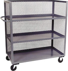 Jamco - 3,000 Lb Capacity, 3 Shelf, 3-Sided Steel Mesh Stock Truck - 24" Long x 36" Wide x 57" High, 6" Diam Phenolic Wheels - Eagle Tool & Supply