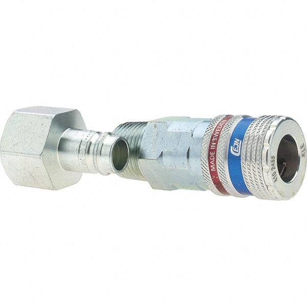 Dynabrade - 2 Piece 1/2" Body 1/2 NPT 150 psi Brass/Steel Industrial Pneumatic Coupling Plug Set - Eagle Tool & Supply