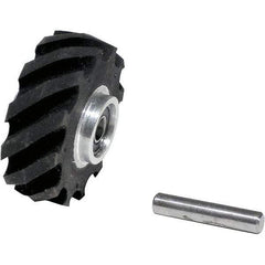 Dynabrade - 2" Diam x 5/8" Wide Contact Wheel Assembly - 5/8" Arbor Hole, Crowned, 40 Duro Rubber Face - Eagle Tool & Supply