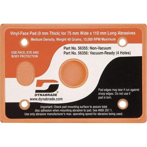 Dynabrade - 4-1/4 x 3" Rectangular Adhesive/PSA Backing Pad - Dynabug II Compatible, Screw Attachment, Nonvacuum Pad, 3/8" Thick, Medium Density - Eagle Tool & Supply