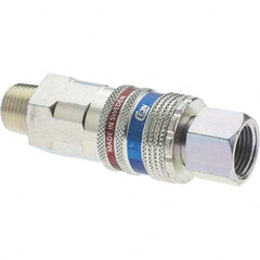 Dynabrade - 2 Piece 3/8" Body 3/8 NPT 150 psi Brass/Steel Industrial Pneumatic Coupling Plug Set - Eagle Tool & Supply