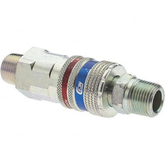 Dynabrade - 2 Piece 3/8" Body 3/8 NPT 150 psi Brass/Steel Industrial Pneumatic Coupling Plug Set - Eagle Tool & Supply