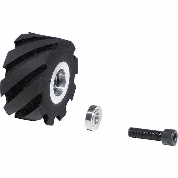Dynabrade - 2" Diam x 1" Wide Contact Wheel Assembly - 1/4" Arbor Hole, Standard, 90 Duro Urethane Face - Eagle Tool & Supply