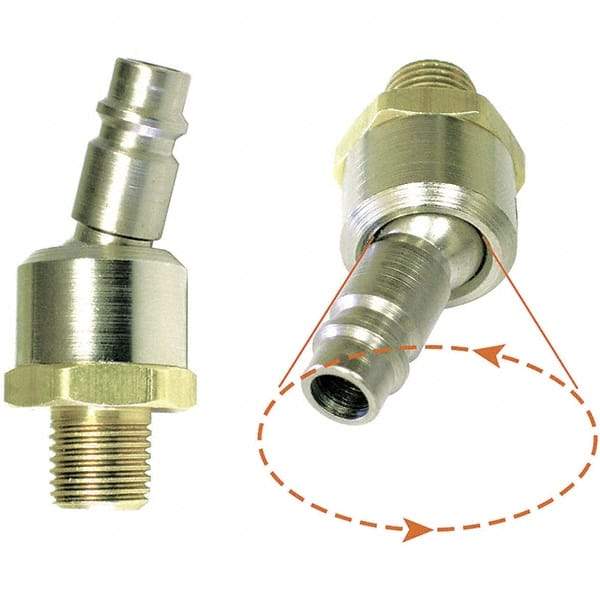 Dynabrade - 1/4 Male Pneumatic Hose Ball Swivel Plug - 90 Max Working psi - Eagle Tool & Supply