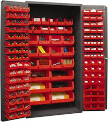 Durham - 126 Bin Storage Cabinet - Steel, 36" Wide x 24" Deep x 72" High, Red - Eagle Tool & Supply