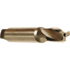 Emuge - 3/8-18 NPT, 15° Helix, 3 Flutes, Modified Bottoming Chamfer, Bright Finish, Cobalt, Spiral Flute Pipe Tap - Right Hand Flute, 0.7" Shank Diam, 1.06" Thread Length, 17/32" Square Size, Series KEG - Eagle Tool & Supply