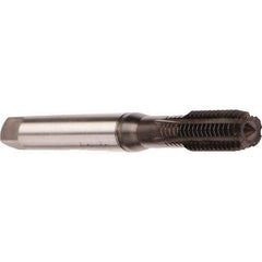 Emuge - M2x0.40 Metric 6HX Modified Bottoming Thread Forming Tap - Cobalt, Nitride Finish, 45mm OAL, 7mm Thread Length, Right Hand Thread, Series Druck - Eagle Tool & Supply