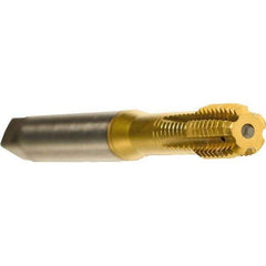 Emuge - #10-24 UNC 2BX Modified Bottoming Thread Forming Tap - Cobalt, TiN Finish, 2.756" OAL, 0.394" Thread Length, Right Hand Thread, Series Druck - Exact Industrial Supply