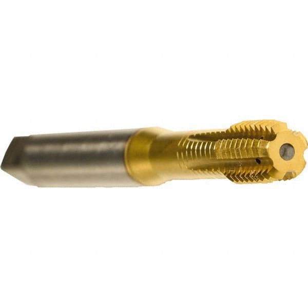 Emuge - 1/4-28 UNF 2BX Modified Bottoming Thread Forming Tap - Cobalt, TiN Finish, 3.15" OAL, 0.394" Thread Length, Right Hand Thread, Series Druck - Eagle Tool & Supply