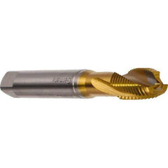Emuge - M8x1.25 Metric 3 Flute 6H Modified Bottoming Spiral Flute Tap - Cobalt, TiN Finish, 90mm OAL, Right Hand Flute, Right Hand Thread, Series Rekord DF - Exact Industrial Supply
