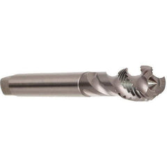 Emuge - M12x1.75 Metric 3 Flute 6H Modified Bottoming Spiral Flute Tap - Cobalt, Bright Finish, 110mm OAL, Right Hand Flute, Right Hand Thread, Series Enorm - Eagle Tool & Supply