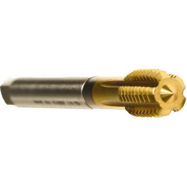 Emuge - 7/16-14 UNC 2BX Modified Bottoming Thread Forming Tap - Cobalt, TiN Finish, 3.937" OAL, 0.709" Thread Length, Right Hand Thread, Series Druck - Eagle Tool & Supply