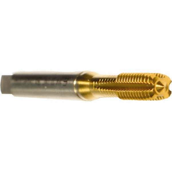 Emuge - 5/8-18 UNF 2BX Modified Bottoming Thread Forming Tap - Cobalt, TiN Finish, 3-13/16" OAL, 0.866" Thread Length, Right Hand Thread, Series Druck - Eagle Tool & Supply