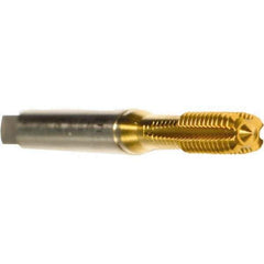 Emuge - 1/4-28 UNF 2BX Bottoming Thread Forming Tap - Cobalt, TiN Finish, 3.15" OAL, 0.669" Thread Length, Right Hand Thread, Series Druck - Eagle Tool & Supply