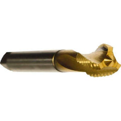 Emuge - 1-1/4 - 7 UNC 4 Flute 2BX Modified Bottoming Spiral Flute Tap - Cobalt, TiN Finish, 7.087" OAL, Right Hand Flute, Right Hand Thread, Series Rekord D - Eagle Tool & Supply
