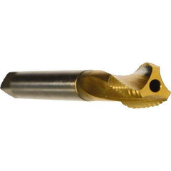 Emuge - 9/16-12 UNC 3 Flute 2BX Modified Bottoming Spiral Flute Tap - Cobalt, TiN Finish, 4.331" OAL, Right Hand Flute, Right Hand Thread, Series Rekord D - Eagle Tool & Supply
