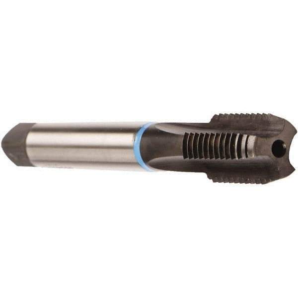 Emuge - M20x2.50 Metric Coarse 6HX 4 Flute Bright Finish Solid Carbide Straight Flute Machine Tap - Modified Bottoming, Right Hand Thread, 140mm OAL, 25mm Thread Length, Oversize, Through Coolant - Eagle Tool & Supply