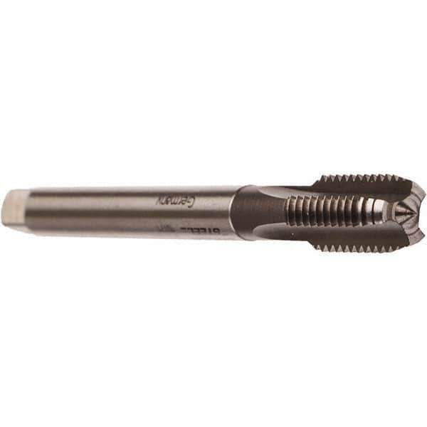 Emuge - M10x1.00 Metric Fine 6HX 4 Flute Bright Finish Cobalt Straight Flute Machine Tap - Modified Bottoming, Right Hand Thread, 90mm OAL, 18mm Thread Length, Oversize - Eagle Tool & Supply