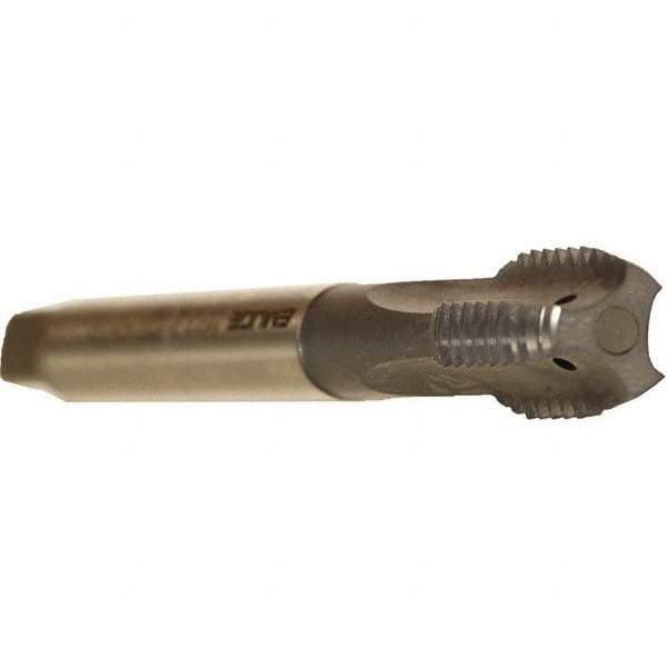 Emuge - M12x1.75 Metric Coarse 6HX 3 Flute TiCN Finish Cobalt Straight Flute Machine Tap - Modified Bottoming, Right Hand Thread, 110mm OAL, 24mm Thread Length, Oversize, Through Coolant - Eagle Tool & Supply