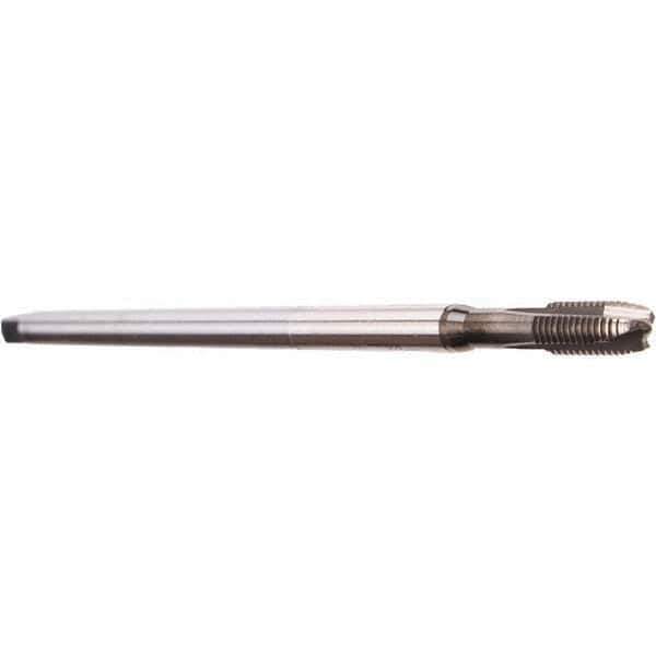Emuge - M6x1.00 Metric Coarse 3 Flute Nitride Finish Cobalt Spiral Point Extension Tap - Plug Chamfer, 160mm OAL, 6H Class of Fit, Series Rekord B - Eagle Tool & Supply