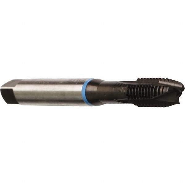Emuge - M2x0.40 Metric Coarse, 2 Flute, Nitride Finish, Cobalt Spiral Point Tap - Plug Chamfer, Right Hand Thread, 45mm OAL, 7mm Thread Length, 2.8mm Shank Diam, 6G Class of Fit, Series Rekord B - Exact Industrial Supply